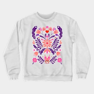 Coral pink and purple rustic floral motif Crewneck Sweatshirt